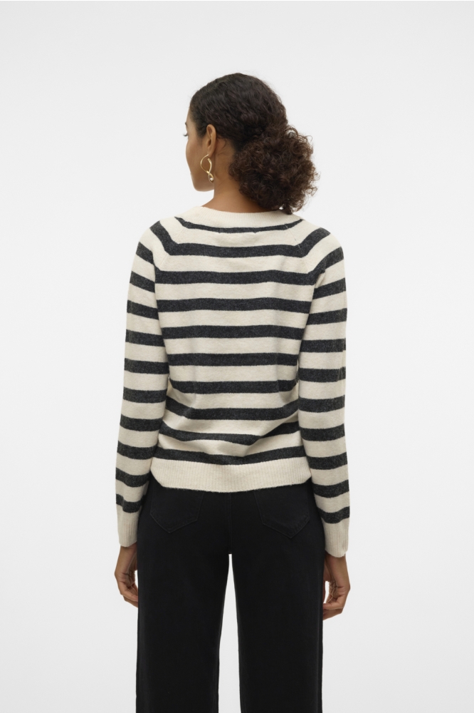 VMDOFFY LS O-NECK BLOUSE GA NOOS 10201022 BIRCH/W. BLACK M